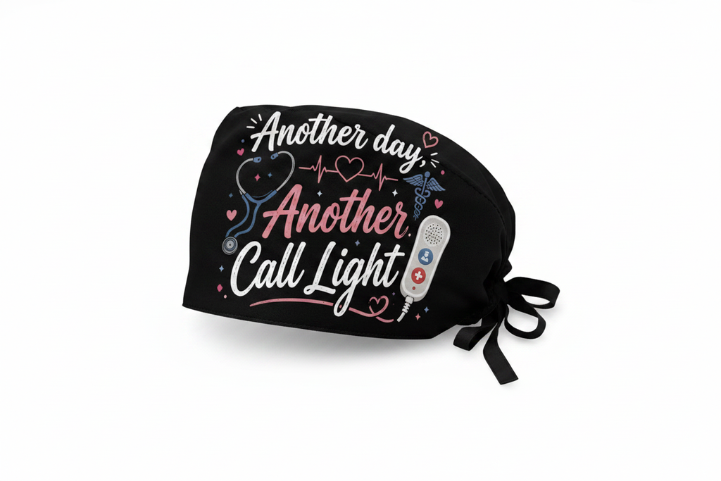 Another Day Another Call Light – Ponytail Scrub Cap Mockup